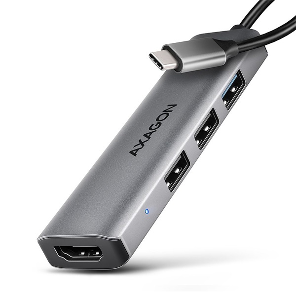 Axagon HMC-H3A priključna stanica i replikator porta za prijenosno računalo Žičano USB 3.2 Gen 1 (3.1 Gen 1) Type-C Srebro