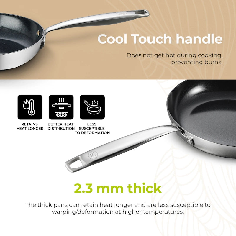 BE Living Tava Essential Black 24 cm troslojni nehrđajući čelik