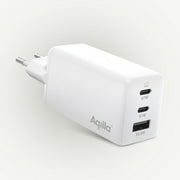 Aqiila Chargebird W2 GAN 65W USB-C x2 + USB-A kučni punjač bijeli
