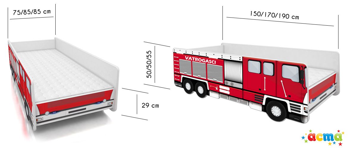 Dječji krevet ACMA Vatrogasci s imenom 160x80