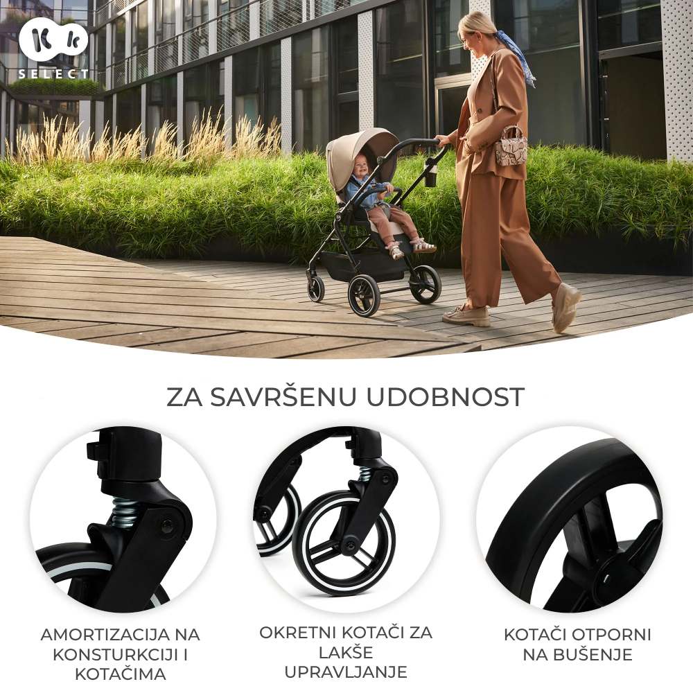 Kinderkraft dječja kolica Yoxi 2u1, Pure Black