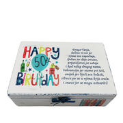 Unikatna kutija za rođendan - personalizirani poklon s porukom ljubavi i sreće - 1. Happy birthday - plavo Š1807