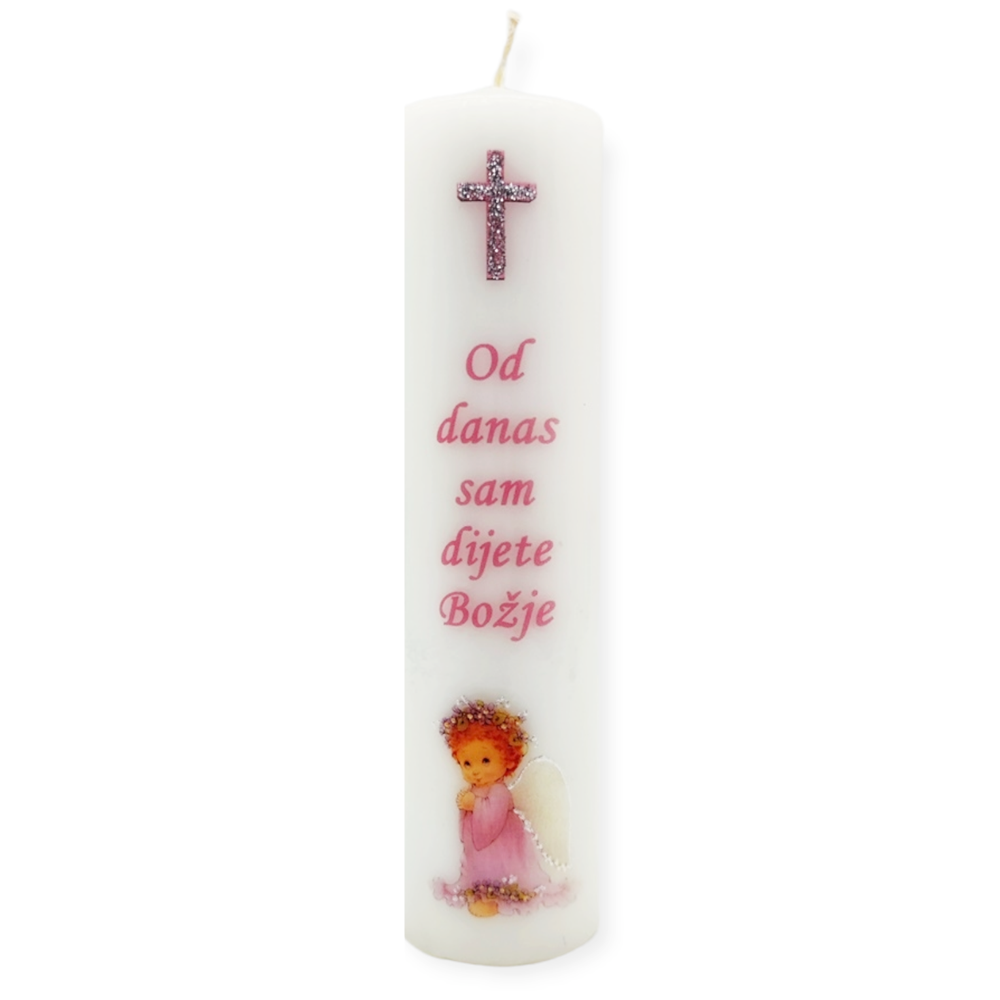 Personalizirana krsna svijeća - roza  Š1762