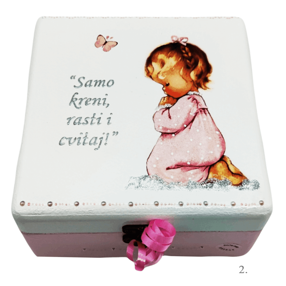 Unikatne kutije za krštenje, rođendan – Poklon koji čuva najposebnije uspomene djevojčica - 2. 16x16x10cm -16512