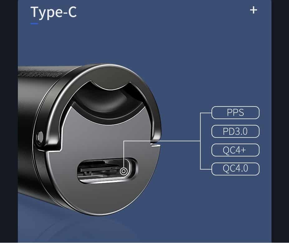 Baseus Tiny Star Mini PPS punjač za automobil Type-C priključak 30 W sivi