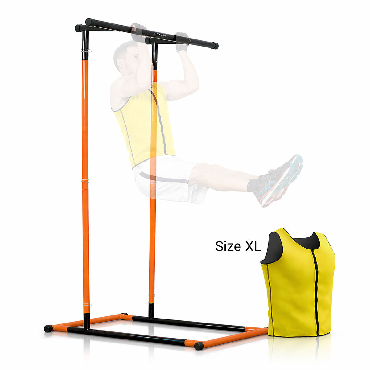 Paket Stanica za Zgibove Fitness s Vodičem za Vježbe i Muški Sportski Sauna Prsluk XL InnovaGoods