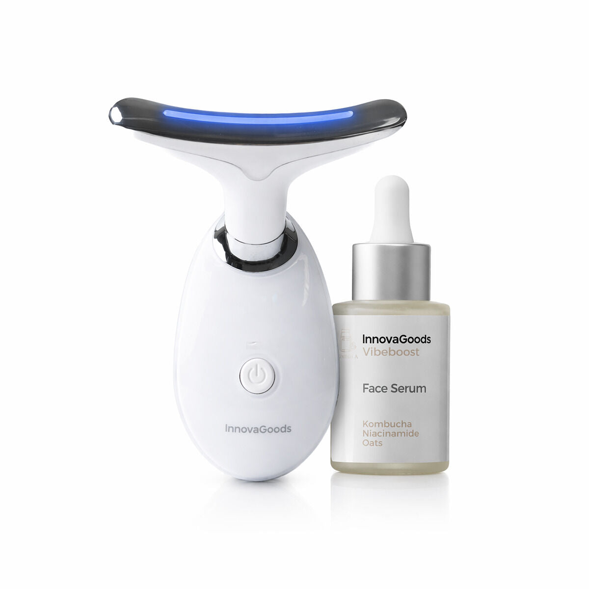 Paket čvršćeg masažera za lice s LED, EMS i toplinom i Kombucha serum za lice 30 ml InnovaGoods