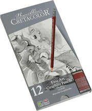 Grafitne olovke Cretacolor CLEOS Fine Art, set od 12 olovaka u limenoj kutiji (2H, F, HB - 9B)