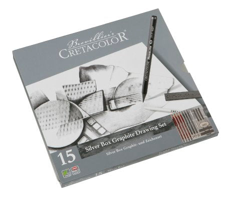 Umjetnički kpl Cretacolor silver paket 15/1 (grafitne olovke, grafitni štapići, gumica, šiljilo…)