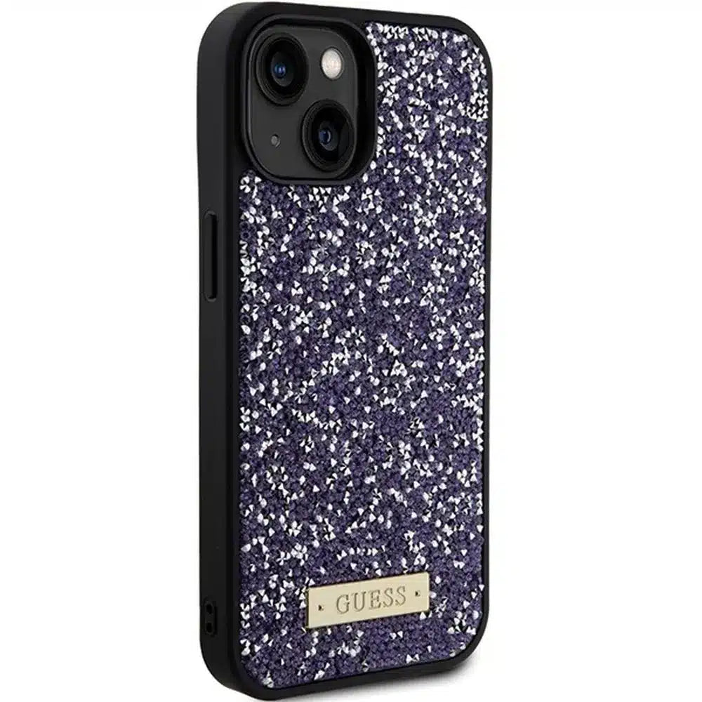 Originalna GUESS Hardcase GUHCP15SPFGSBSP torbica za iPhone 15 (metalni logo Rhinestone / svijetlo roza)