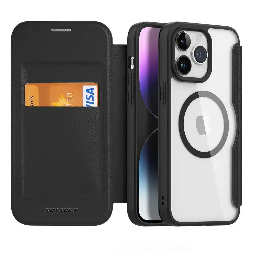 DUX DUCIS Skin X Pro – MagSafe kompatibilna preklopna torbica za Apple iPhone 15 Pro Max crna