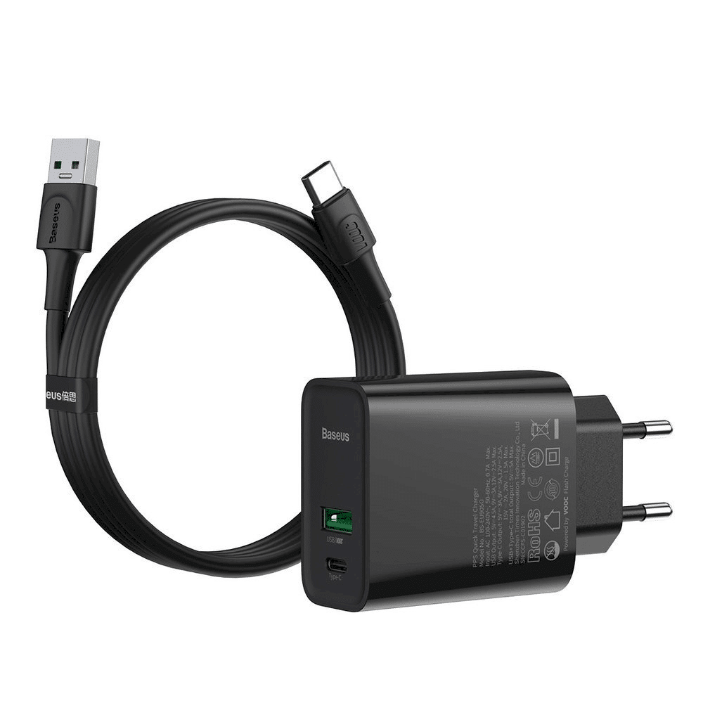 Baseus Speed ​​​​PPS VOOC TZCCFS-H01 AC punjač USB / USB-C / 4.5A / QC 4.0 / PD 3.0 crni