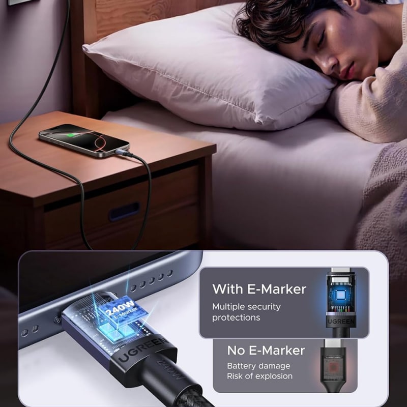 USB-C na USB-C kabel UGREEN L532- 240 W - 2 m- sivi