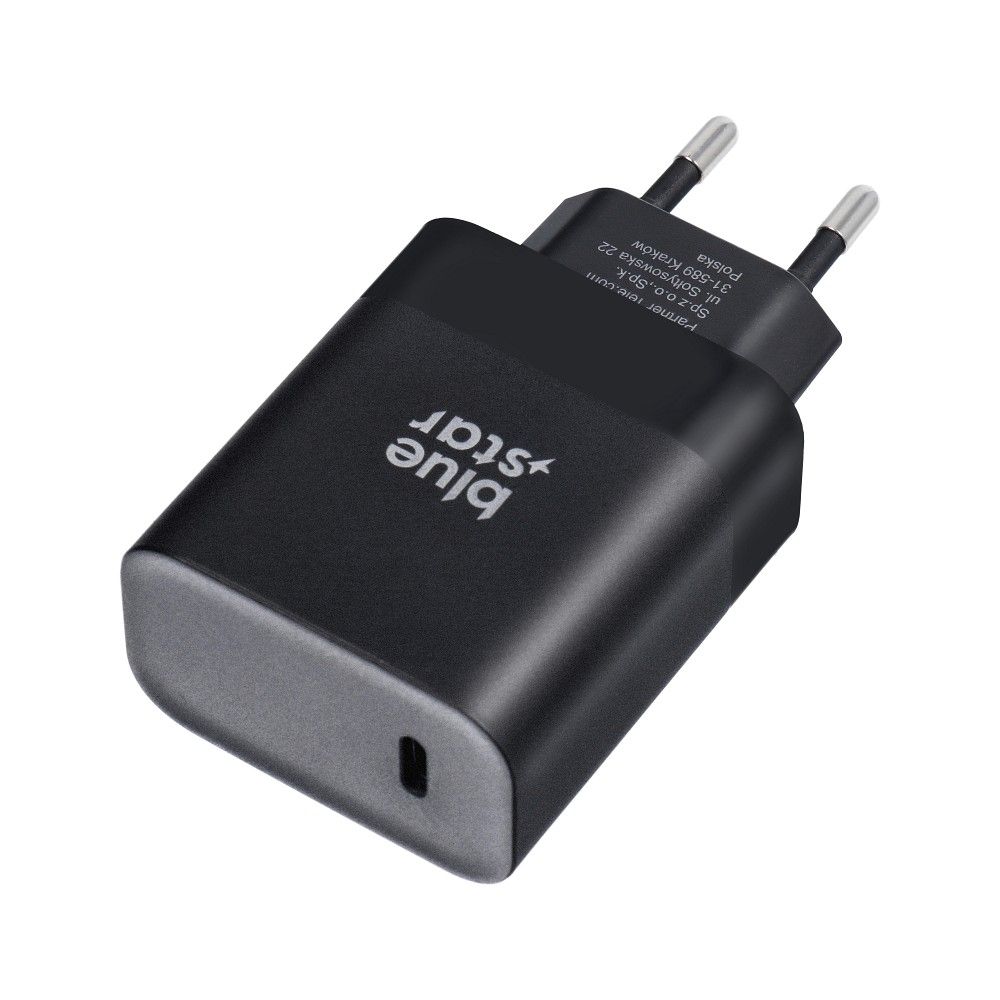 Blue Star USB C QC4.0 PD 3A 45W punjač za telefon + USB C na USB C kabel TFB-TC-45WPD crni