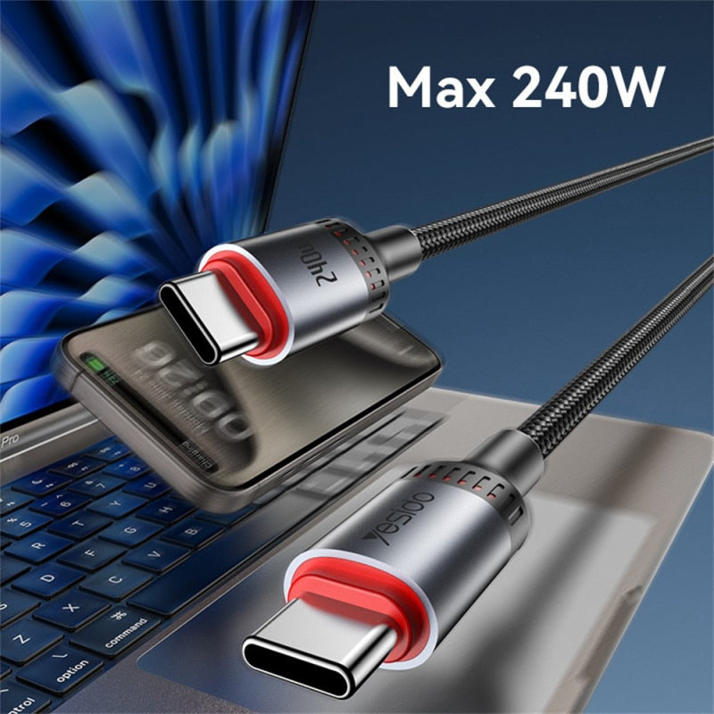 USB-C na USB-C kabel Yesido CA185 240 W 120 cm crni