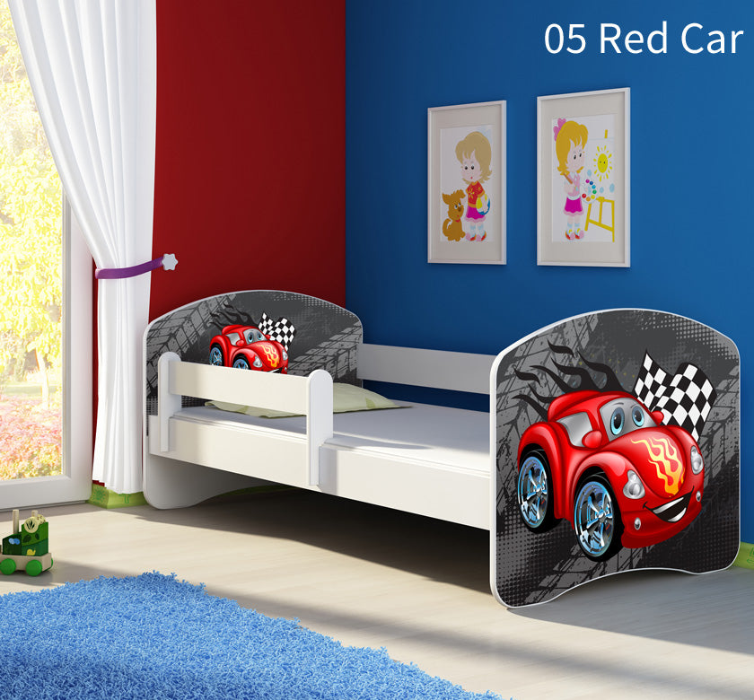 Dječji krevet ACMA s motivom, bočna bijela 160x80 cm 05 Red Car