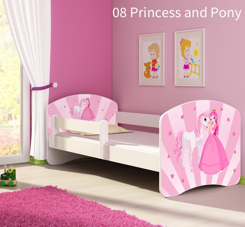 Dječji krevet ACMA s motivom, bočna bijela 180x80 cm 08 Princess with Pony