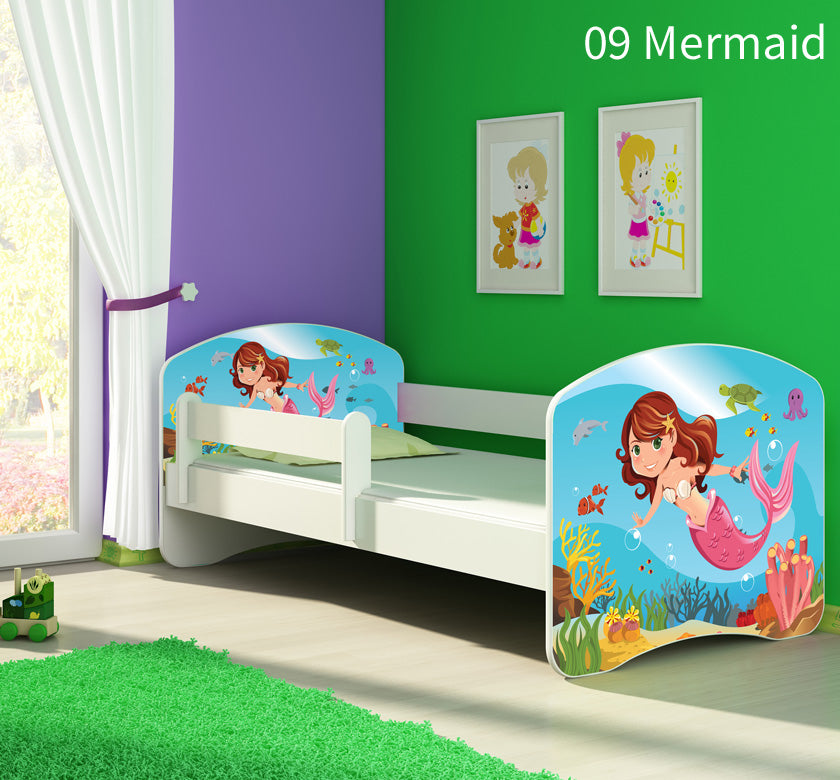 Dječji krevet ACMA s motivom, bočna bijela 160x80 cm 09 Mermaid