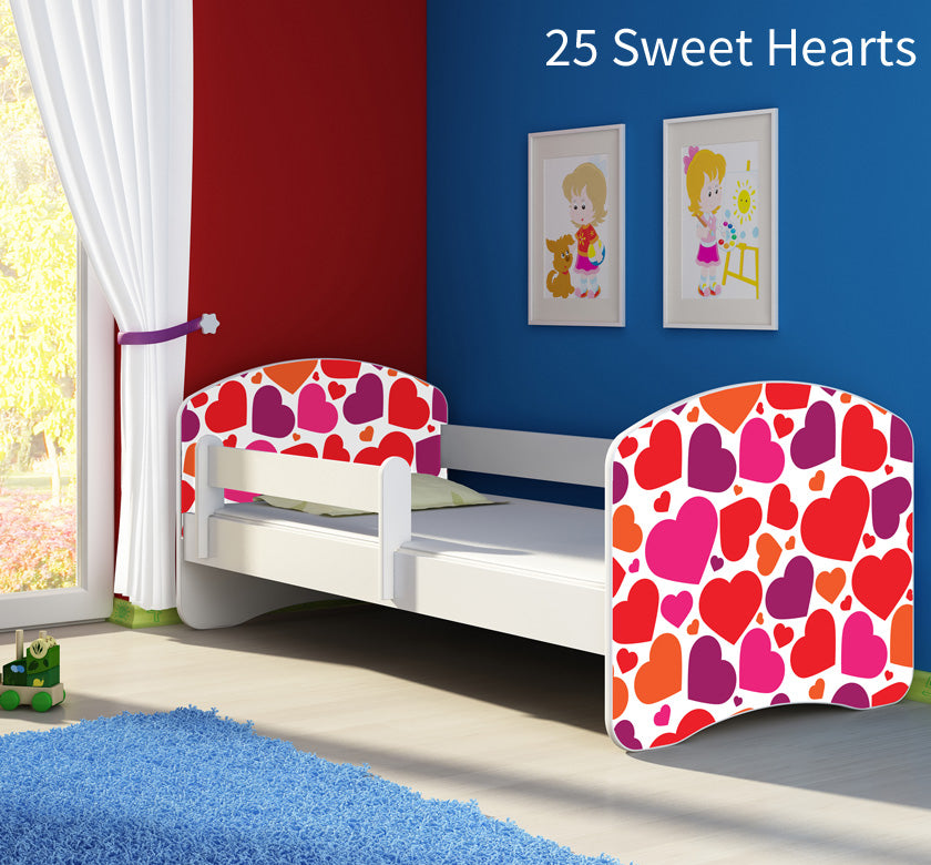 Dječji krevet ACMA s motivom, bočna bijela 180x80 cm 25 Sweet hearts