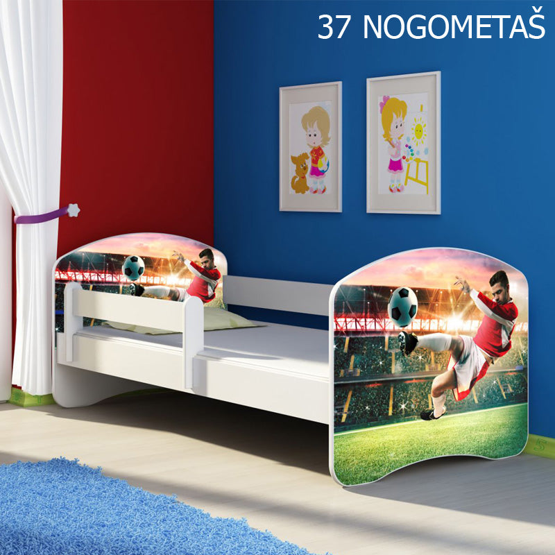 Dječji krevet ACMA s motivom, bočna bijela 180x80 cm 37 Nogometaš