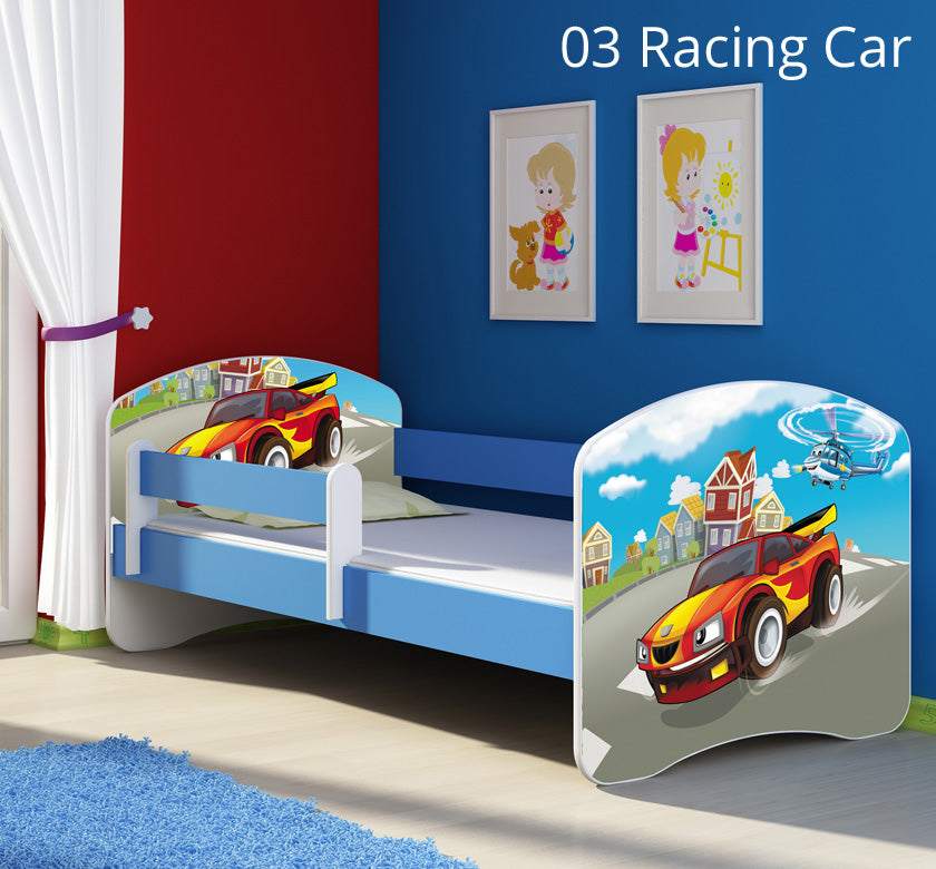 Dječji krevet ACMA s motivom, bočna plava 160x80 cm 03 Racing Car
