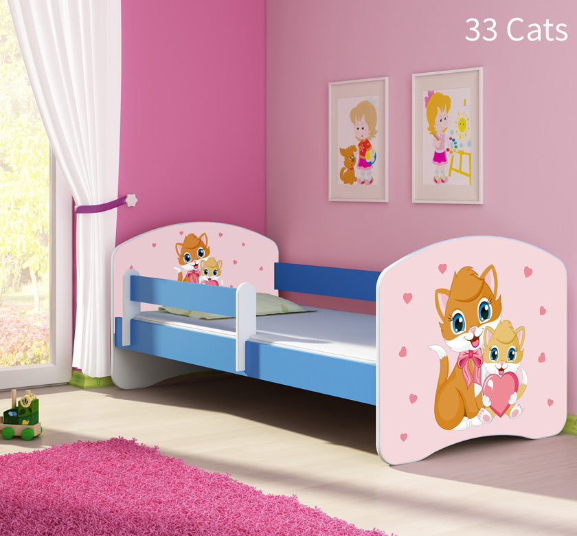 Dječji krevet ACMA s motivom, bočna plava 180x80 cm 33 Cats