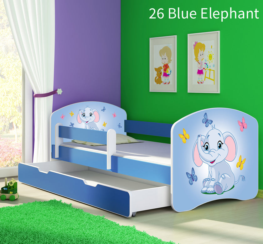 Dječji krevet ACMA s motivom, bočna plava + ladica 180x80 cm 26 Blue Elephant