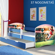 Dječji krevet ACMA s motivom, bočna plava + ladica 140x70 cm 37 Nogometaš