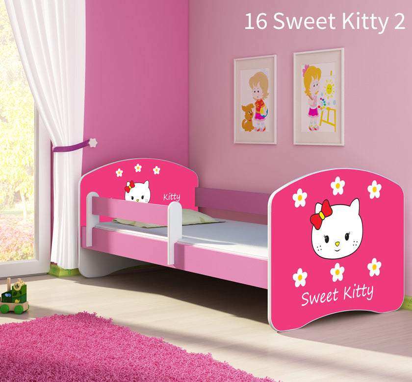 Dječji krevet ACMA s motivom, bočna roza 180x80 cm 16 Sweet Kitty 2