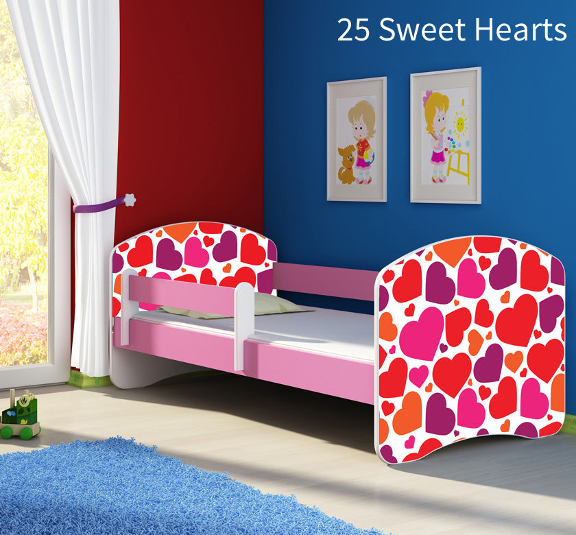 Dječji krevet ACMA s motivom, bočna roza 180x80 cm 25 Sweet hearts