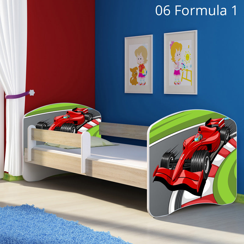 Dječji krevet ACMA s motivom, bočna sonoma 140x70 cm 06 Formula 1
