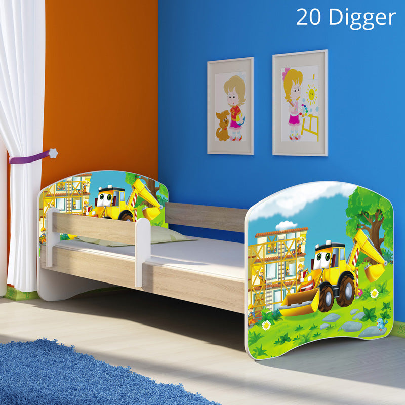 Dječji krevet ACMA s motivom, bočna sonoma 180x80 cm 20 Digger