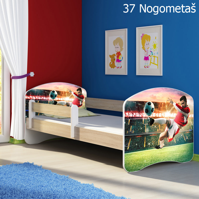 Dječji krevet ACMA s motivom, bočna sonoma 140x70 cm 37 Nogometaš