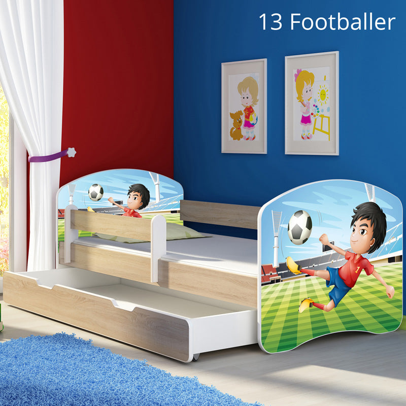 Dječji krevet ACMA s motivom, bočna sonoma + ladica 160x80 cm 13 Footballer