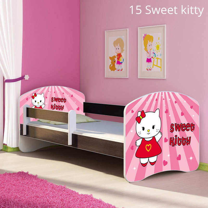 Dječji krevet ACMA s motivom, bočna wenge 140x70 cm 15 Sweet Kitty