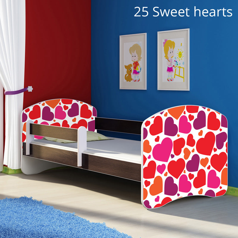 Dječji krevet ACMA s motivom, bočna wenge 160x80 cm 25 Sweet hearts