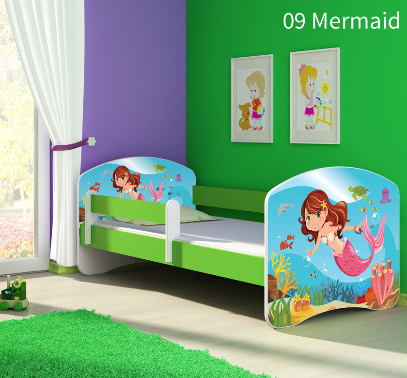 Dječji krevet ACMA s motivom, bočna zelena 160x80 cm 09 Mermaid