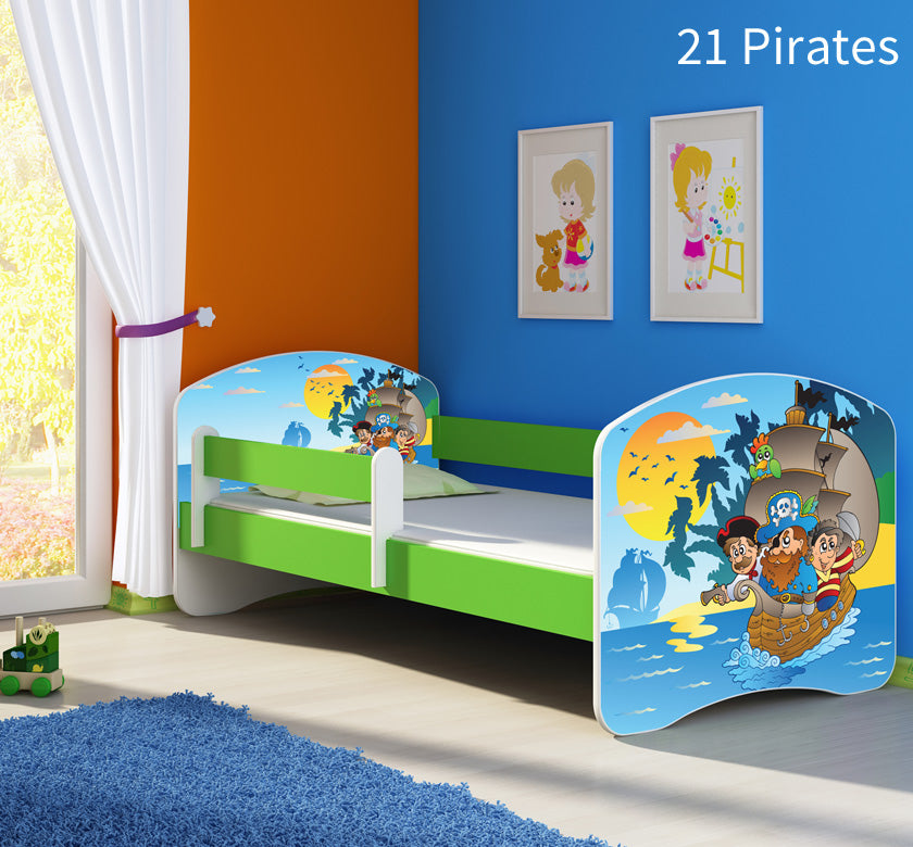 Dječji krevet ACMA s motivom, bočna zelena 180x80 cm 21 Pirates