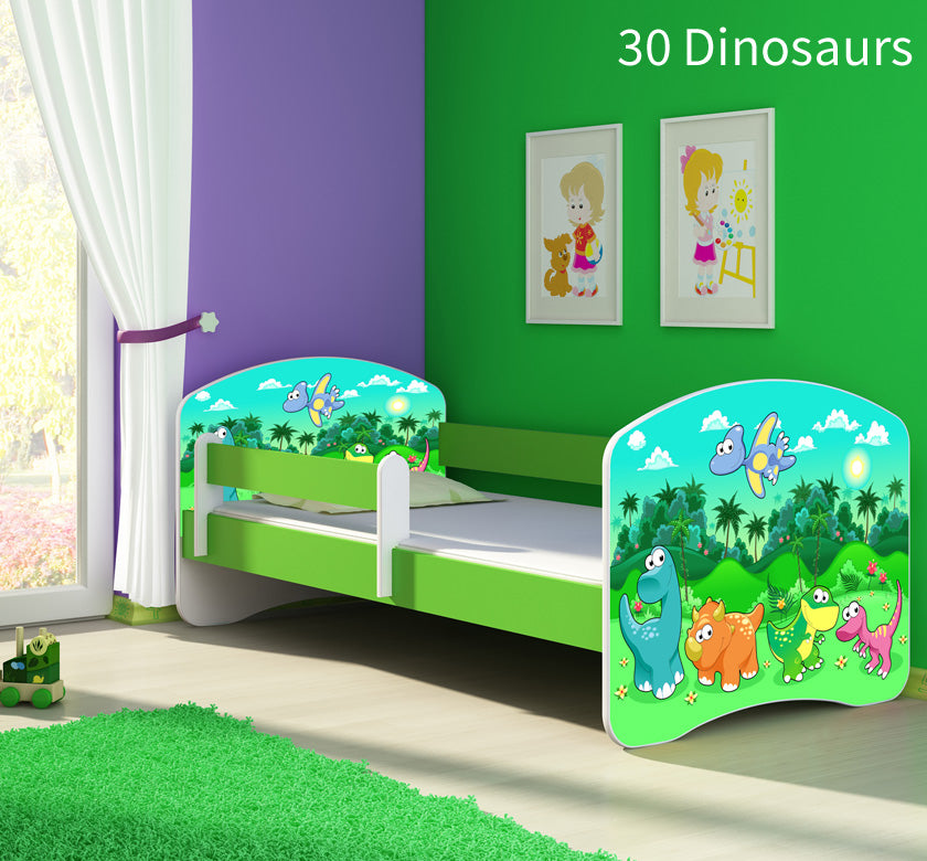 Dječji krevet ACMA s motivom, bočna zelena 160x80 cm 30 Dinosaurs
