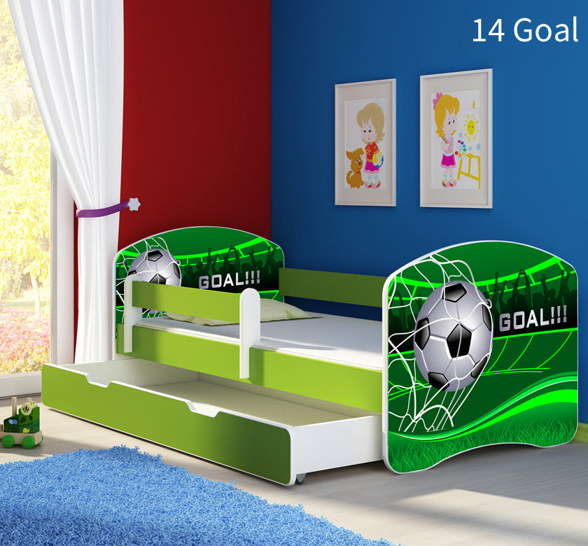 Dječji krevet ACMA s motivom, bočna zelena + ladica 180x80 cm 14 Goal