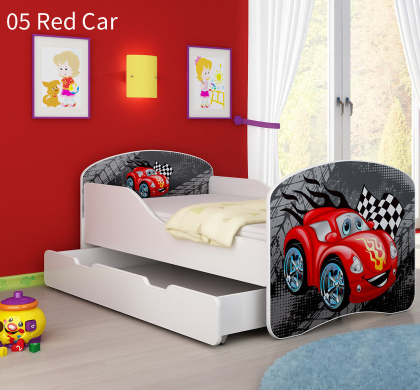 Dječji krevet ACMA s motivom + ladica 140x70 cm 05 Red Car