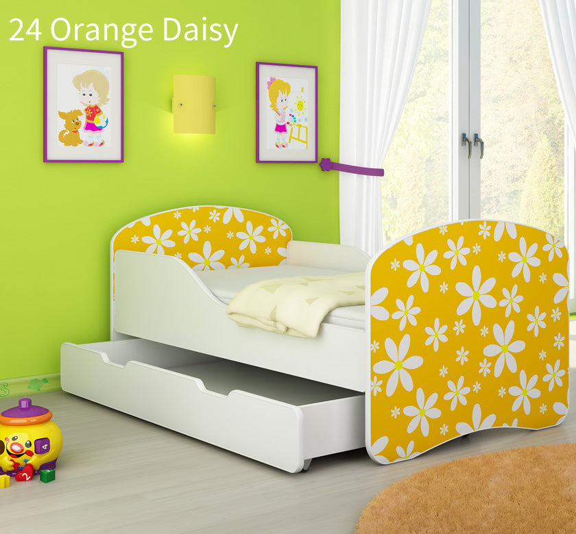 Dječji krevet ACMA s motivom + ladica 140x70 cm 24 Orange Daisy