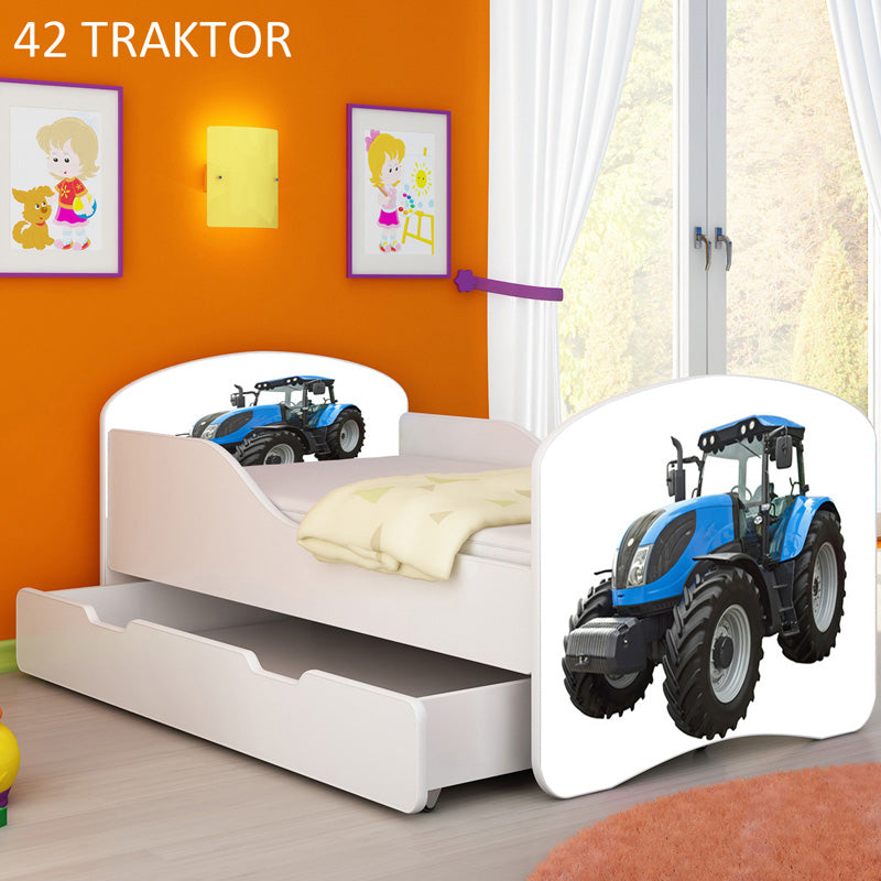 Dječji krevet ACMA s motivom + ladica 140x70 cm 42 Traktor
