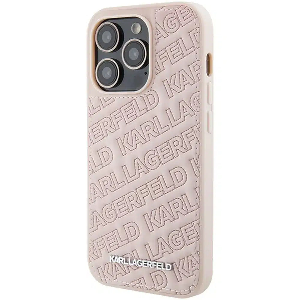 Originalna torbica KARL LAGERFELD Hardcase KLHCP15LPQKPMP za iPhone 15 Pro (prošiveni uzorak / roza)