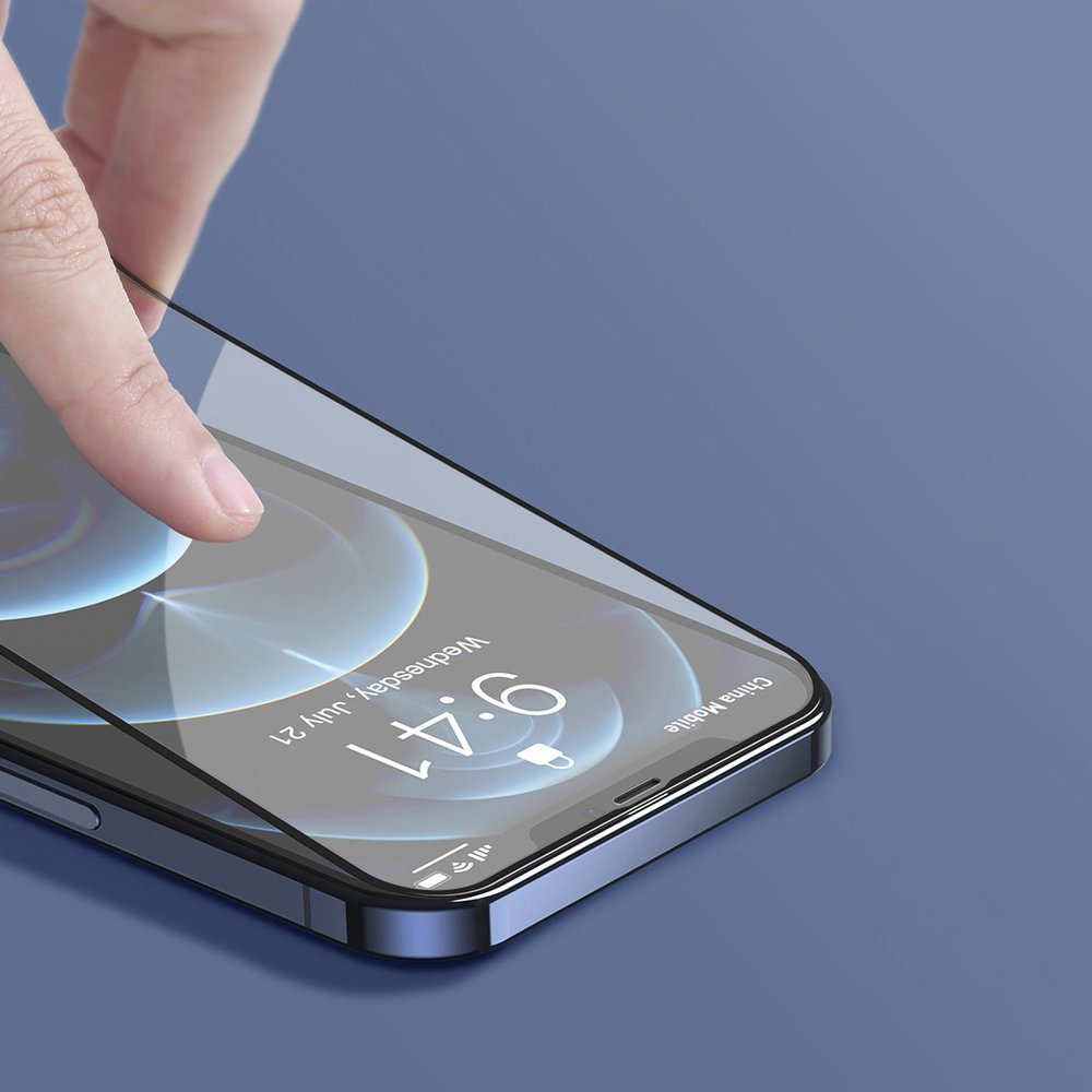 Baseus 2x 0,3 mm kaljeno staklo Anti-blue Light s okvirom iPhone 12 Pro Max