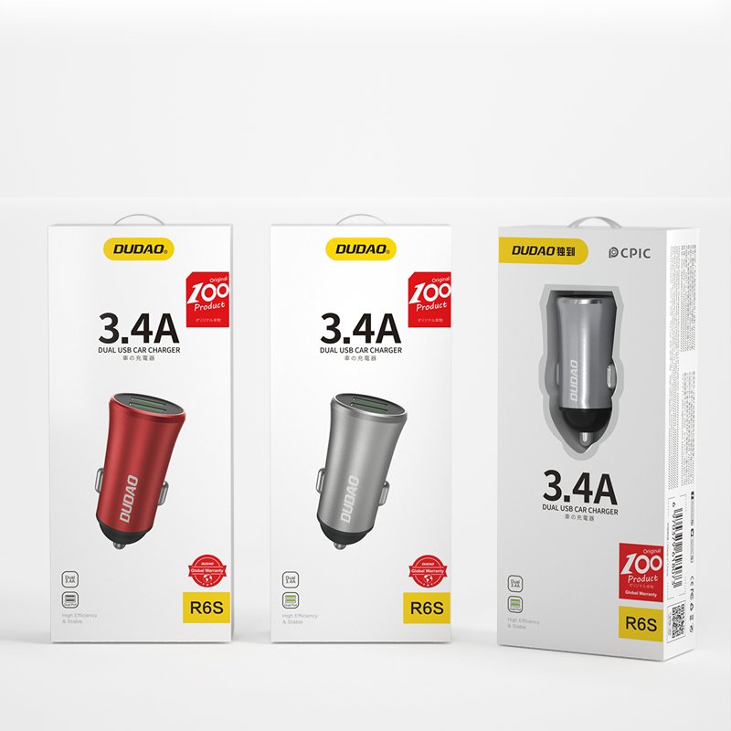 Auto punjač 2x USB 3.4A Kućište od aluminijske legure