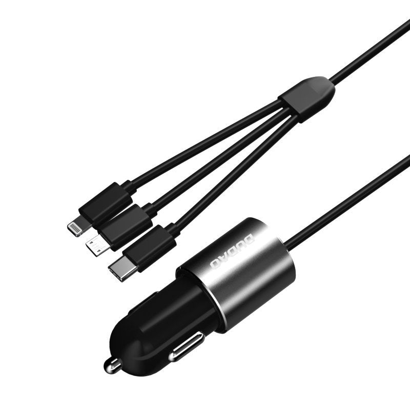Dudao auto punjač 3,4 A sa ugrađenim 3u1 USB kabelom