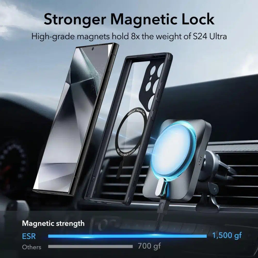 ESR - Classic Hybrid HaloLock maska za Samsung Galaxy S24 Ultra - prozirna crna