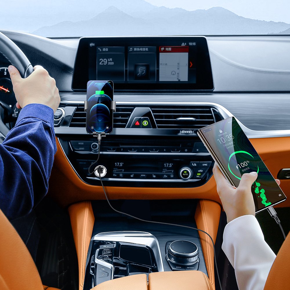 Joyroom mini dual port USB Type C / USB 20 W 5A punjač za automobil Power Delivery Quick Charge 3.0 AFC SCP