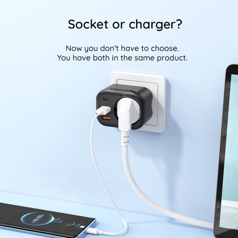 Zidni punjač HAVIT UC142 30W 3A 1 x USB-A - 2 x USB-C - 1 x Schuko crni
